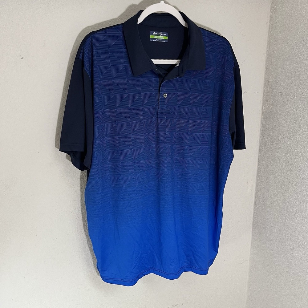 Ben Hogan Performance Polo Men's XL Blue Short Sleeve Stretch Golf Geometric